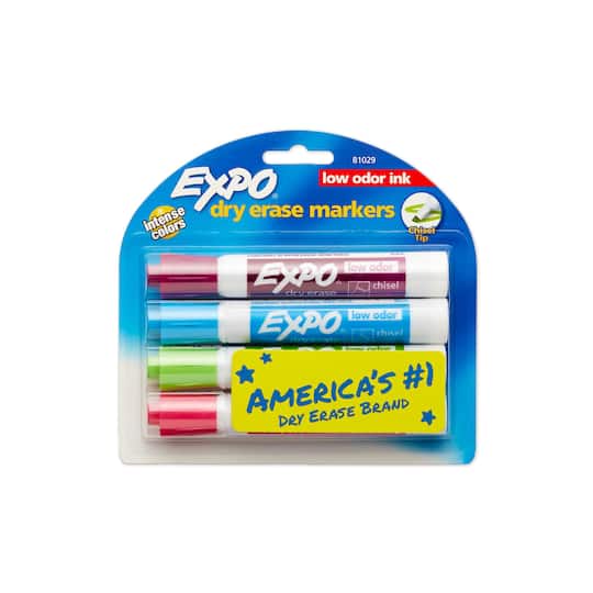 Expo&#xAE; Low Odor Chisel Tip 4 Fashion Color Dry Erase Marker Set